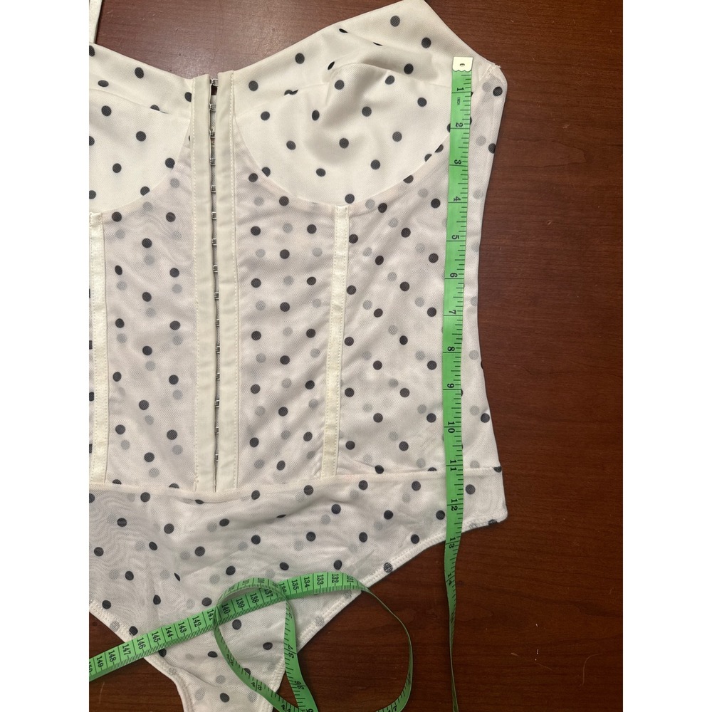 Intimately FP Printed Night Rhythm Corset Bodysuit Large White Dot coquette mesh - Picture 12 of 13